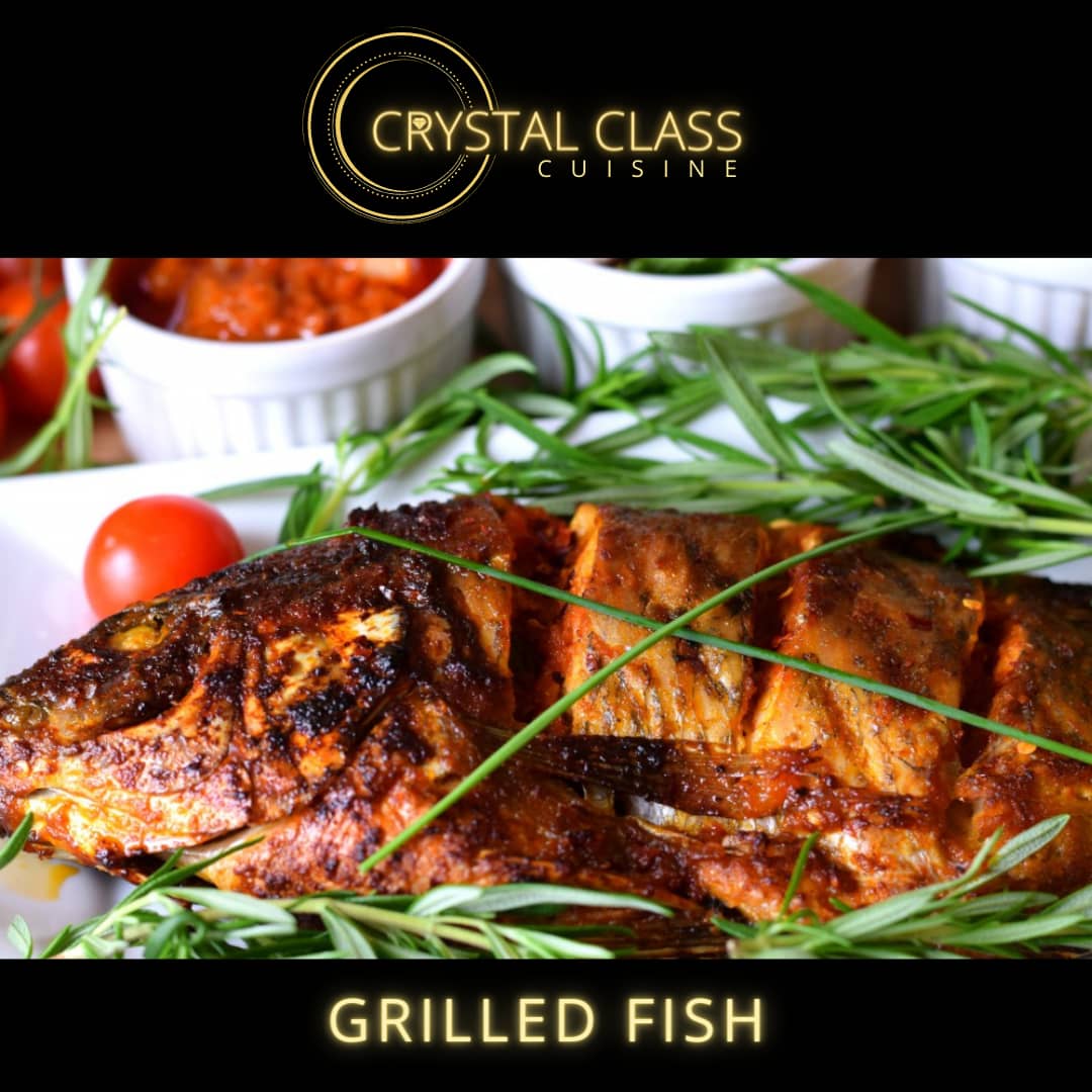 Grilled Fish & Fried Plantain with Sauce